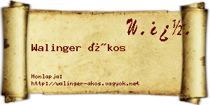 Walinger Ákos névjegykártya
